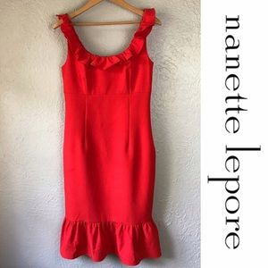 Nanette Lepore Red Ruffle Dress Size 4
